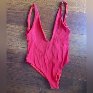 Billabong red one piece bathing suit